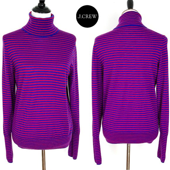 J. Crew 100% Merino Wool Striped Turtleneck Sweater Size XL - Picture 2 of 16